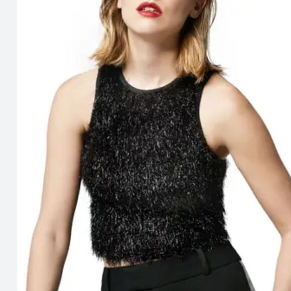 NWT Smythe Tinsel Black Metallic  Tank Top Small Black - Picture 1 of 10